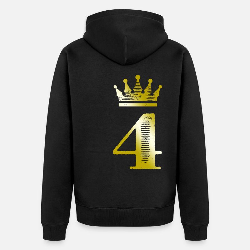 4 Chiffre Couronne Or - Veste à capuche bio Premium Unisexe - noir