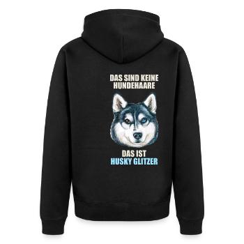 Husky Glitzer Hundehalter Hundehaare - Unisex Premium Bio Zip Hoodie - Schwarz - Hinten - Nico (187cm)