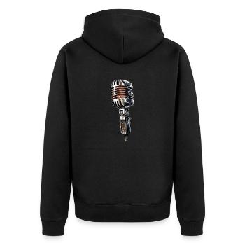 Mikrofon Retro Zeichnung - Unisex Premium Bio Zip Hoodie - Schwarz - Hinten - Nico (187cm)