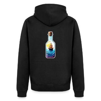 Navire dans une bouteille / Message dans une bouteille / Ahoy / ancre - Veste à capuche bio Premium Unisexe - noir - Dos - Nico (187cm)