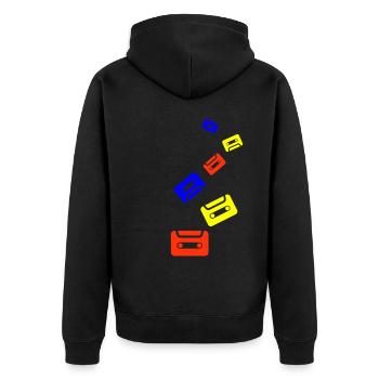 Cassette symbol - Unisex Premium Organic Zip Hoodie - black - Back - Nico (187cm)