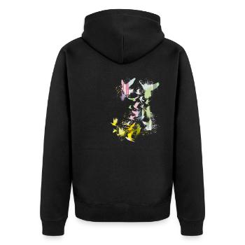 tauben,taube,vögel,vogelschwarm,graffiti,pastell - Unisex Premium Bio Zip Hoodie - Schwarz - Hinten - Nico (187cm)