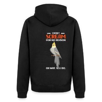 Cockatiel Cadeaux | Oiseaux de compagnie drôle - Veste à capuche bio Premium Unisexe - noir - Dos - Nico (187cm)