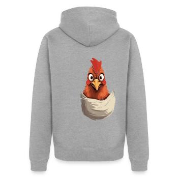 Poulet en poche - Veste à capuche bio Premium Unisexe - gris chiné - Dos - Nico (187cm)