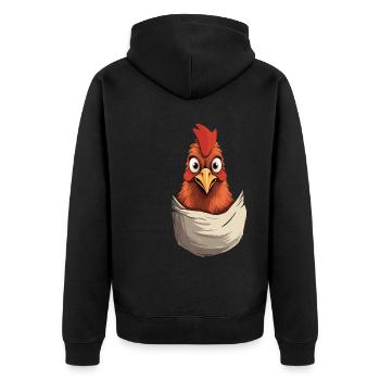 Chicken In Pocket - Unisex Premium Organic Zip Hoodie - black - Back - Nico (187cm)
