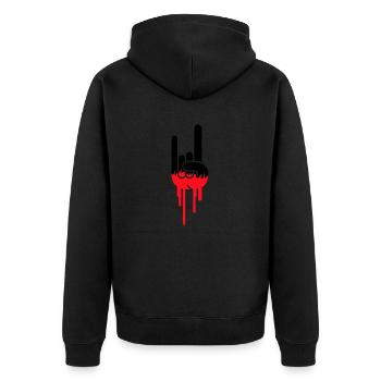 Heavy Metal Hard Rock Graffiti Horns Hand Gesture - Unisex Premium Organic Zip Hoodie - black - Back - Nico (187cm)