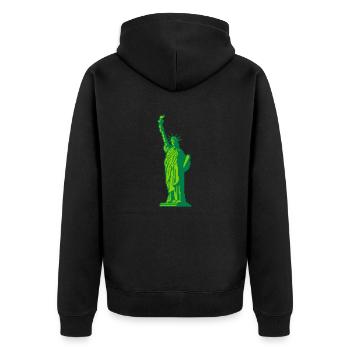 8bit Freiheitsstatue - Unisex Premium Bio Zip Hoodie - Schwarz - Hinten - Nico (187cm)