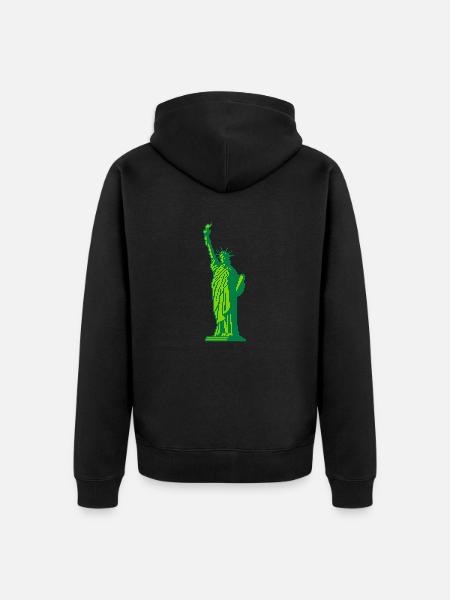 8bit Freiheitsstatue - Unisex Premium Bio Zip Hoodie - Schwarz