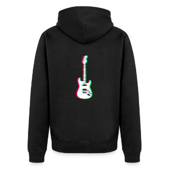 EDM - Elektrische Gitarre - Glitch Rave Style - Unisex Premium Bio Zip Hoodie - Schwarz - Hinten - Nico (187cm)