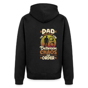 Dad the Protector Father's Day Design for - Unisex Premium Bio Zip Hoodie - Schwarz - Hinten - Nico (187cm)