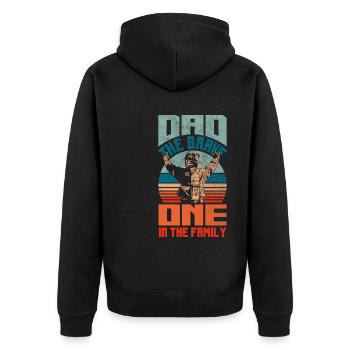 Papa Le Brave dans la famille Pompiers - Veste à capuche bio Premium Unisexe - noir - Dos - Nico (187cm)