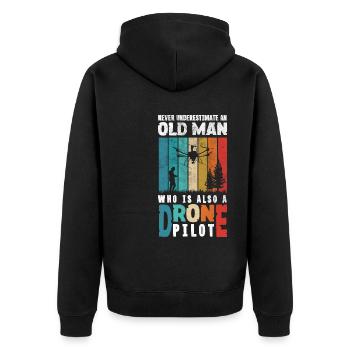Never Underestimate an Old Man who is also a - Unisex Premium Organic Zip Hoodie - black - Back - Nico (187cm)