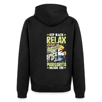 Sip Back Relax and Spice It Up Margarita Mode On - Unisex Premium Bio Zip Hoodie - Schwarz - Hinten - Nico (187cm)