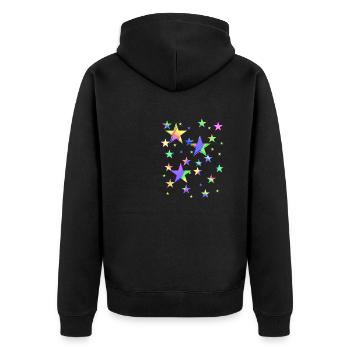 Sterne,stern, bunte Sterne, Neon,Pastell - Unisex Premium Bio Zip Hoodie - Schwarz - Hinten - Nico (187cm)