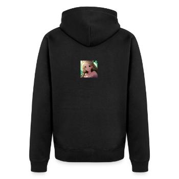 a Prinzessin in small - Unisex Premium Organic Zip Hoodie - black - Back - Nico (187cm)