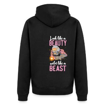 Soudez comme une bête Drôle de soudeur - Veste à capuche bio Premium Unisexe - noir - Dos - Nico (187cm)