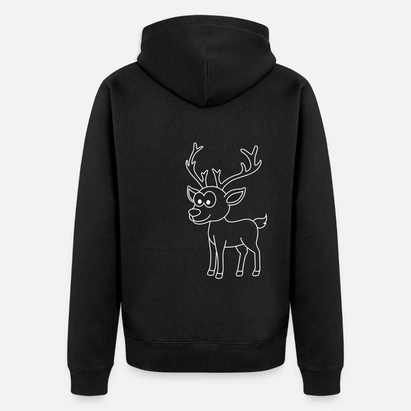 Hirsch Comic Tier - Unisex Premium Bio Zip Hoodie - Schwarz