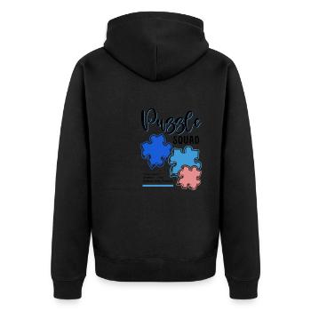 Puzzle Squad Ironic Saying Hobby Puzzler Jigsaw - Unisex Premium Organic Zip Hoodie - black - Back - Nico (187cm)