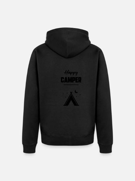 Glücklicher Camper - Unisex Premium Bio Zip Hoodie - Schwarz