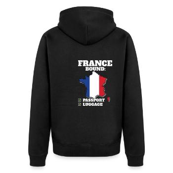 France Bound Country Travel French Flag Vacation - Unisex Premium Organic Zip Hoodie - black - Back - Nico (187cm)