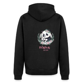 Mama est 2024 I Panda Bear Mum I First Time Mom - Unisex Premium Organic Zip Hoodie - black - Back - Nico (187cm)