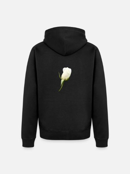 white rose white flower - Unisex Premium Organic Zip Hoodie - black