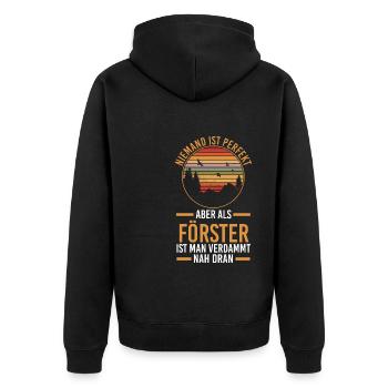 Waldarbeiter Holzfäller Waldarbeit Förster - Unisex Premium Bio Zip Hoodie - Schwarz - Hinten - Nico (187cm)