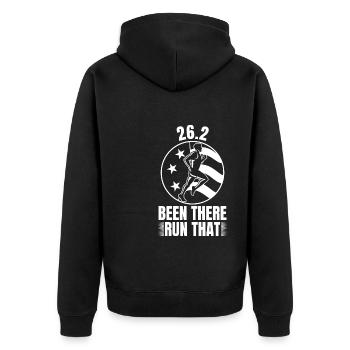 26.2 Been There Run That Marathon - Unisex Premium Bio Zip Hoodie - Schwarz - Hinten - Nico (187cm)