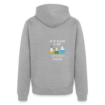 pas de réaction - Veste à capuche bio Premium Unisexe - gris chiné - Dos - Nico (187cm)