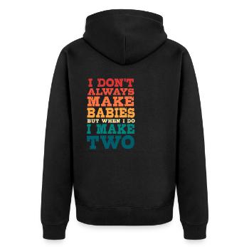 Zwillinge Vater Zwilling Papa - Unisex Premium Bio Zip Hoodie - Schwarz - Hinten - Nico (187cm)