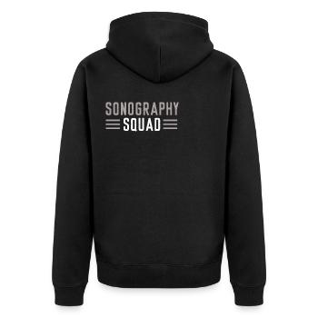 Ultraschall - Unisex Premium Bio Zip Hoodie - Schwarz - Hinten - Nico (187cm)