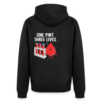 Blutspender Blut Blutspende - Unisex Premium Bio Zip Hoodie - Schwarz - Hinten - Nico (187cm)