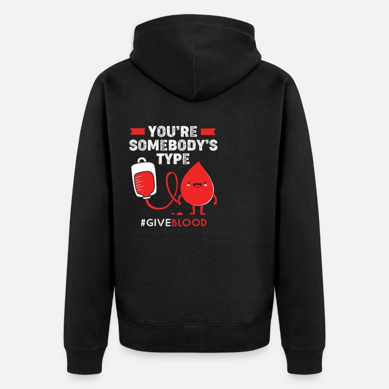 Blutspende Blut Blutspender - Unisex Premium Bio Zip Hoodie - Schwarz