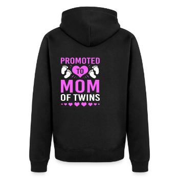 Zwillinge Mama Zwilling Mutter Geschenk - Unisex Premium Bio Zip Hoodie - Schwarz - Hinten - Nico (187cm)