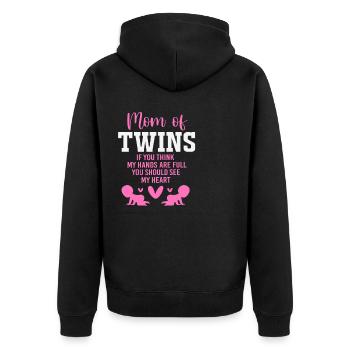 Zwillinge Mama Zwilling Mutter Geschenk - Unisex Premium Bio Zip Hoodie - Schwarz - Hinten - Nico (187cm)