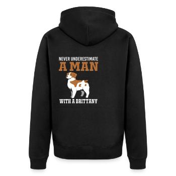 Brittany Dog Brittany Dog - Unisex Premium Organic Zip Hoodie - black - Back - Nico (187cm)