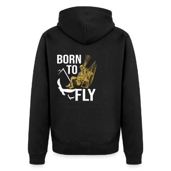 Gleitschirm Gleitschirmfliegen Paragliding - Unisex Premium Bio Zip Hoodie - Schwarz - Hinten - Nico (187cm)