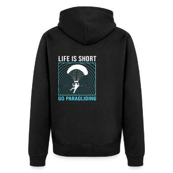 Skydive Paragliding - Unisex Premium Organic Zip Hoodie - black - Back - Nico (187cm)