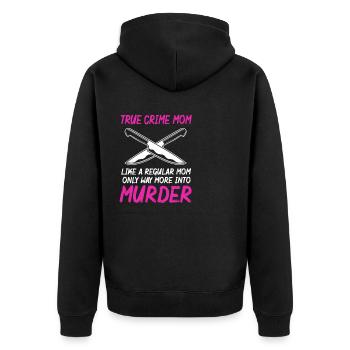 Krimi True Crime - Unisex Premium Bio Zip Hoodie - Schwarz - Hinten - Nico (187cm)