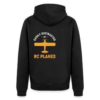 Modellflugzeug Modellflug - Unisex Premium Bio Zip Hoodie - Schwarz - Hinten - Nico (187cm)