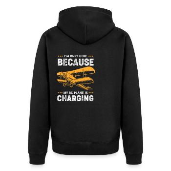 Modellflugzeug Modellflug - Unisex Premium Bio Zip Hoodie - Schwarz - Hinten - Nico (187cm)