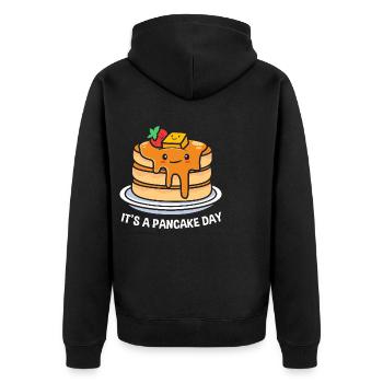 Pancake - Unisex Premium Organic Zip Hoodie - black - Back - Nico (187cm)