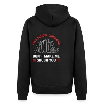 Leseratte Bibliothek Lesen - Unisex Premium Bio Zip Hoodie - Schwarz - Hinten - Nico (187cm)
