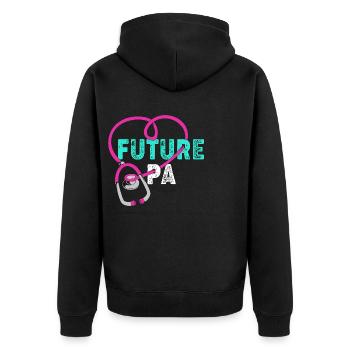 Arzthelferin Physician Assistant Pflege MFA PA - Unisex Premium Bio Zip Hoodie - Schwarz - Hinten - Nico (187cm)