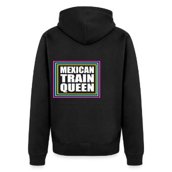 Domino Mexican Train - Unisex Premium Bio Zip Hoodie - Schwarz - Hinten - Nico (187cm)