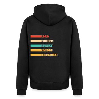 Leseratte Bibliothek Lesen - Unisex Premium Bio Zip Hoodie - Schwarz - Hinten - Nico (187cm)