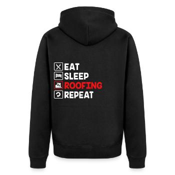 Dachdecker Handwerker Beruf Spruch - Unisex Premium Bio Zip Hoodie - Schwarz - Hinten - Nico (187cm)