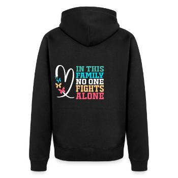 Hirnschlag Schlaganfall - Unisex Premium Bio Zip Hoodie - Schwarz - Hinten - Nico (187cm)