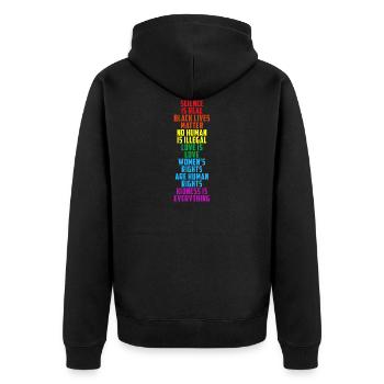 LGBT LGBTQ Gay Pride Feminism Equality - Unisex Premium Organic Zip Hoodie - black - Back - Nico (187cm)