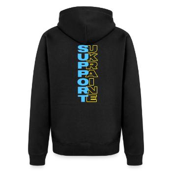 ukraine support ukraina slava ukraini zelenskyj - Unisex Premium Organic Zip Hoodie - black - Back - Nico (187cm)
